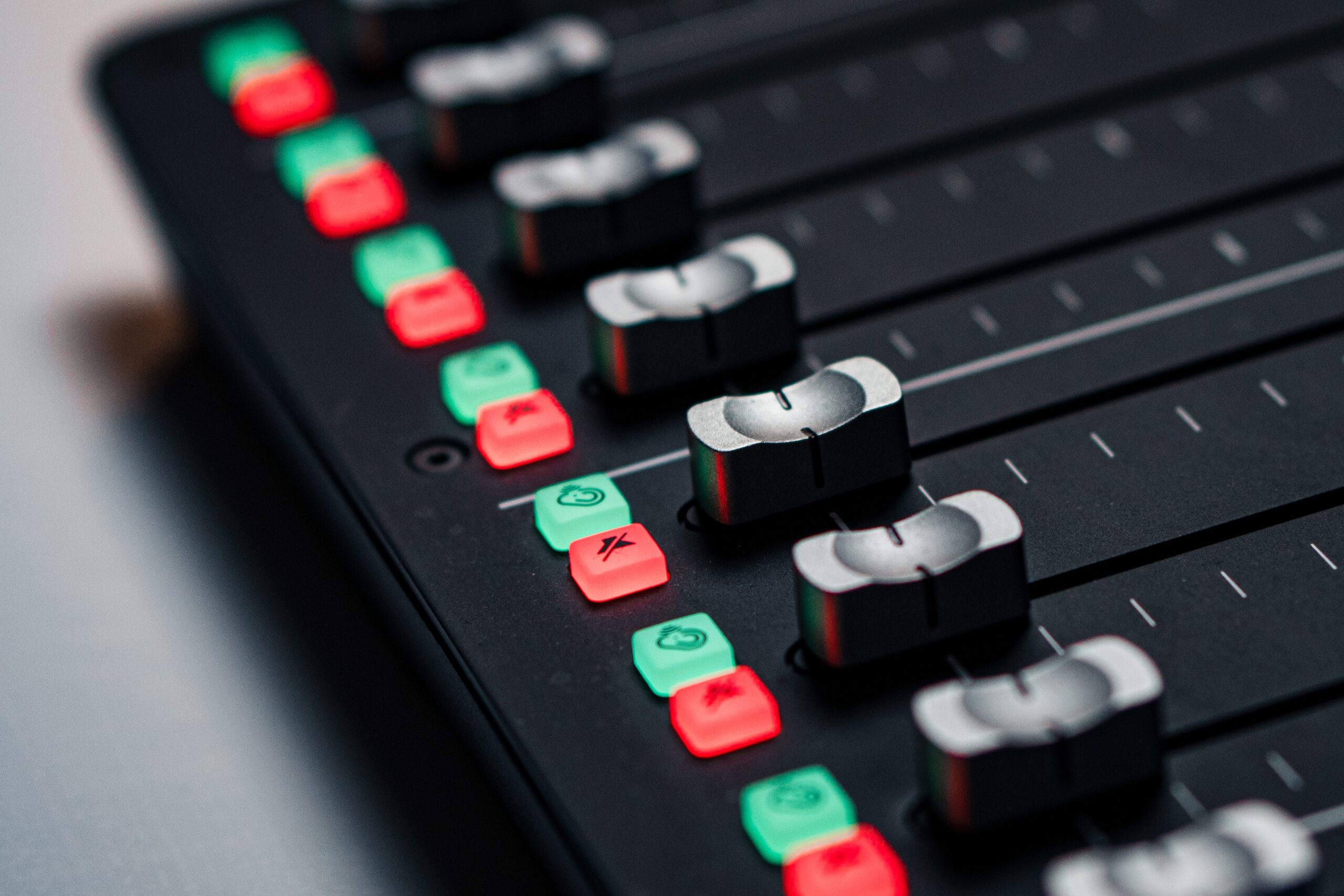 Close-up image of audio mixer